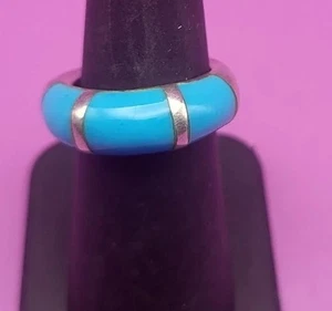 Vintage Sterling Silver 925 Light Blue Turquoise Ring Size 6 Zuni Style Ethnic - Picture 1 of 8
