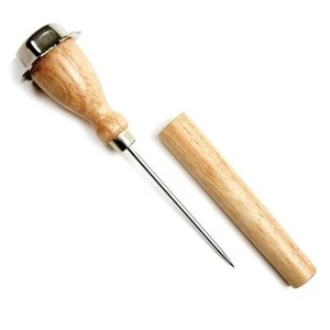 Norpro 7" Stainless Steel Shaft Wood Handle Ice Pick Bar Tool w/ Sheath Cover - Picture 1 of 5