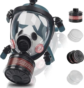 Gas Masks Survival 40Mm Activated Carbon Filter Full Face Respirator Mask  - Picture 1 of 12