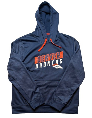 VETEMENTS Felpa con cappuccio logo Denver Broncos taglia grande abbigliamento squadra NFL blu navy arancione calcio