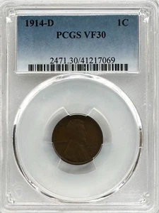1914-D Lincoln Wheat Penny. VF 30 PCGS - Picture 1 of 4