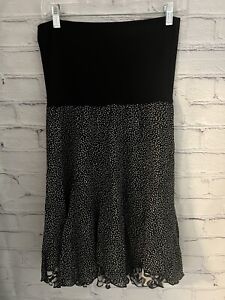 CAbi Black/Cream Patterned Reversible Skirt EUC Women's Size M