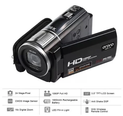 Videocámara digital Ordro HDV-F5 1080P Full HD zoom 24 MP 16X LCD de 3,0" Foto 1 de 4