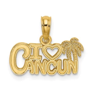 14k Yellow Gold I HEART CANCUN Cut-out Charm Pendant 0.75gm L-0.58 in,W-0.68 in - Picture 1 of 4