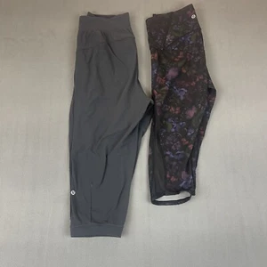 Lululemon 2 Pairs Sz 6/8 Crop Leggings Train Times & Rejuvenate 18" Blue Tied - Picture 1 of 15