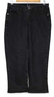 FADED GLORY Size 8 Women's Jeans Zip Front Straight Leg Black - Image 1 of 4