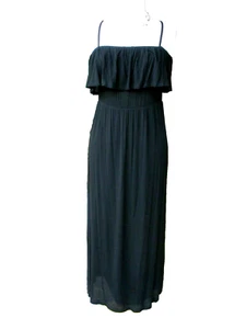 NWT $158 SPLENDID Black Ruffle Gypsy Peasant Hippie Normcore Indie Maxi Dress M - Picture 1 of 4