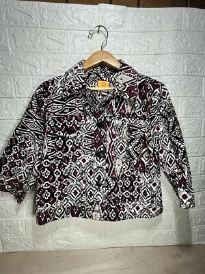 Womens Size 10 Ruby Rd. Woman Maroon Black white Button Front Jacket/Blazer - Image 1 of 2