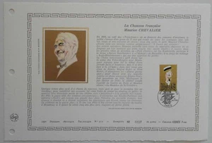 Feuillet DAP 1er jour 912 Soie 1990 Maurice Chevalier La Chanson française - Bild 1 von 1