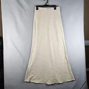 Micas Linen Blend Skirt Womens Medium Biege Wheat Coastal Chic Lagenlook - Picture 1 of 8