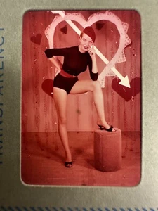 Vintage Valentine's Day Slide of Pinup Girl w/ Heart. - Picture 1 of 4