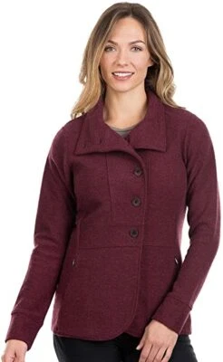 Cárdigan Suéter Ibex Reese Pequeño S Granate Rojo Mezcla Lana Merino Cuello Plegable Foto 1 de 4