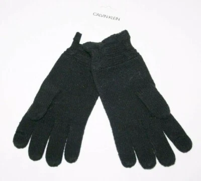 Guantes suaves tejidos negros para mujer Calvin Klein nuevos con etiquetas precio de venta sugerido por el fabricante: 44,00 USD Foto 1 de 3