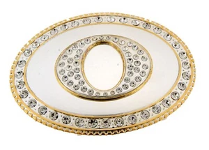 Initial O Letter o Belt Buckle Bling Men Women Gold Silver Metal Western Fashion - Picture 1 of 5