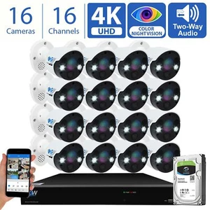 16 Channel 4K NVR 16 X 8MP Starlight 4K Microphone PoE IP Security Camera System - Picture 1 of 12
