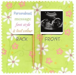 20 PERSONALISED BABY SHOWER SCAN CUP CAKE FLAG Girl Boy Topper Gender Reveal - Picture 1 of 2