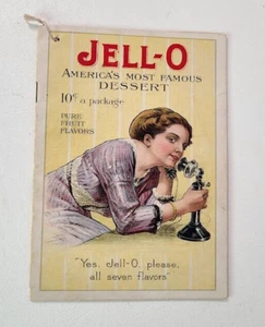 Libretto ricette pubblicitarie Jello c 1915 antico telefono e copertina donna ORIGINALE - Foto 1 di 13