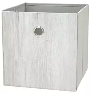 Collapsible Fabric Cube Storage Bin, Grey Wood Grain - Picture 1 of 6