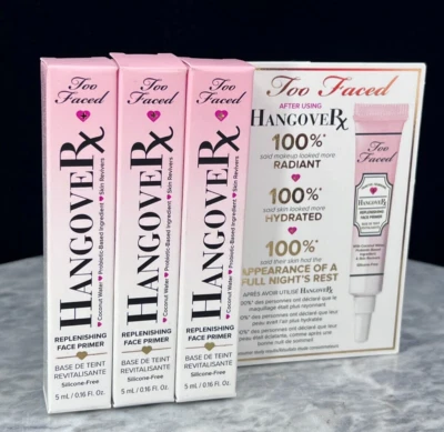 Too Faced Hangover Rx Replenishing Face Primer -Travel Size 0.16 ozNIB(LOT OF 3) - Image 1 of 4