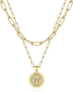 Layered Choker Necklaces for Women, 14K Gold Plated Layering Paperclip Chain Sim - Picture 1 of 6