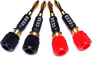 CNCESS CESS-061 Spade Fork Binding Post to Banana Plugs Amp Speaker Adapter, 4 P - Picture 1 of 12