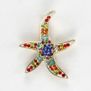 Starfish Pendant Rose Gold Plated .925 Sterling Silver with Multi Gems - Picture 1 of 2