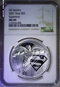 2021 NIUE 1 Oz Silver $2 DC Comics Superman NGC MS69 2125536-008 - Picture 1 of 2