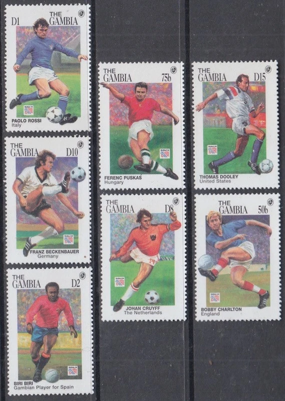 GAMBIA Sc# # 1577/84 INCPL MNH SET of 7 - 1994 FIFA WORLD CUP CHAMPIONSHIPS,  LA - Image 1 of 1