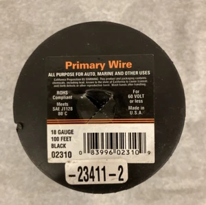 Cable primario, 02310 23411-2, AutomotiveWire18 calibre negro 100', 60V - 1 rollo - Imagen 1 de 3