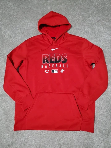 Cincinnati Reds Hoodie Mens Size Large Nike Dri Fit Red Baseball Pullover MLB Cover