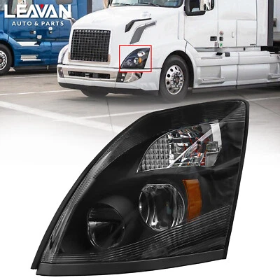 For 2004-2017 Volvo VNL VNX Black LED Headlight Assembly Driver Left Side Foto 1 de 4