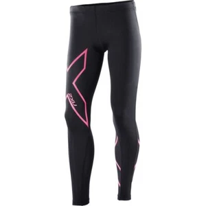 2XU Girls Compression Tights | Black/Hot Pink Logo - Picture 1 of 6