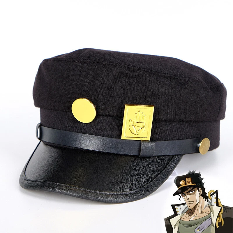 Anime JoJo's Bizarre Adventure Kujo Jotaro Gorra Sombrero para el Sol con Insignias Juegos con disfraces utilería Foto 1 de 4