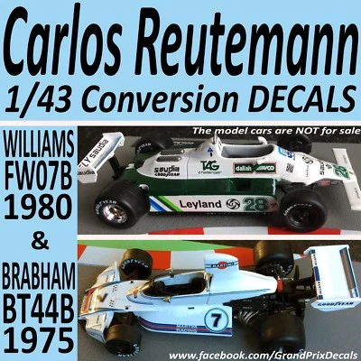 F1 Collection REUTEMANN conversion DECALS Williams FW07B or Brabham BT44B 1:43 - Image 1 of 4