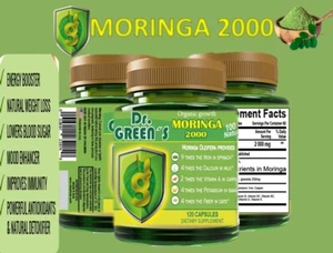 100% PURE MORINGA OLEIFERA LEAF 1000mg Powder Superfood 120 Caps NOT DILUTED - Picture 1 of 9