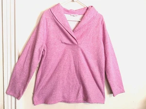 T By Talbots Womens Sweatshirt 1X Plus Purple Featherweight Fleece Wrap Neck - Picture 1 of 6