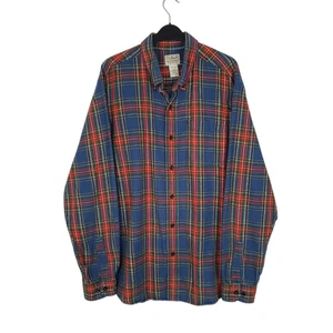 L.L.BEAN blau kariertes Hemd dick Flanell kariert Langarm Baumwolle Herren L - Bild 1 von 5