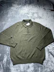J.CREW Lammwollmischung Henley Pullover Langarm Olivgrün Größe Herren Large - Bild 1 von 5