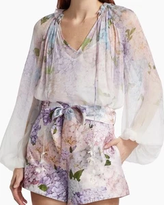 NWOT Zimmermann illuminati Linen 2 pieces shorts & blouse size 1 medium - Picture 1 of 4