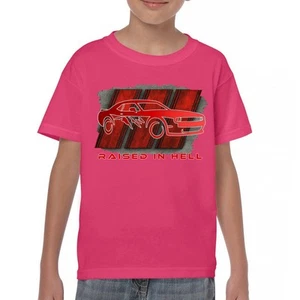 Raised In Hell Muscle Car Youth T-shirt American Performance Power RT V8 Kids - Picture 1 of 50