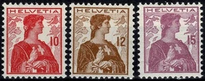 1909 SUISSE HELVETIE HELVETIE NOUVEAU TYPE 3 VAL MLH UNI 131-33 MF130774 - Picture 1 of 2