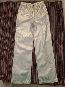 BOOHOO SILVER TROUSERS SIZE 6 NEW - Picture 1 of 5
