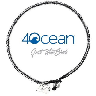Pulsera Trenzada 4Ocean Edición Gran Tiburón Blanco - Negro Blanco Foto 1 de 3
