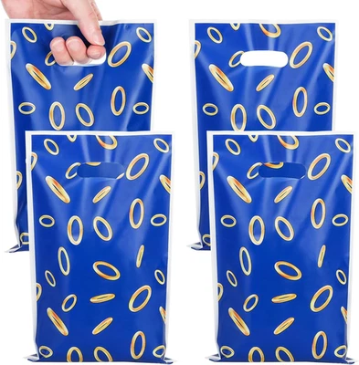40 PIEZAS Bolsas para regalos de fiesta de videojuegos, bolsas de plástico con diseño de anillo azul y dorado Foto 1 de 4