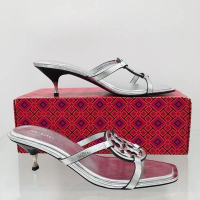 Tory Burch Silver Geo Bombe Miller Low Heel Sandals 55 mm Women’s Size 9.5 M - Image 1 of 4