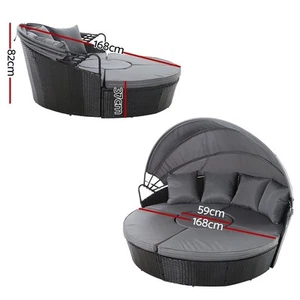 Outdoor Lounge Setting Sofa Patio Furniture Wicker Garden Rattan Set Day Bed Bla - Picture 1 of 7
