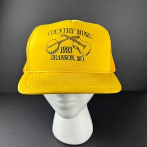 Vintage Snapback Trucker Hat 1993 Branson Missouri Country Music Yellow Rope - Picture 1 of 7