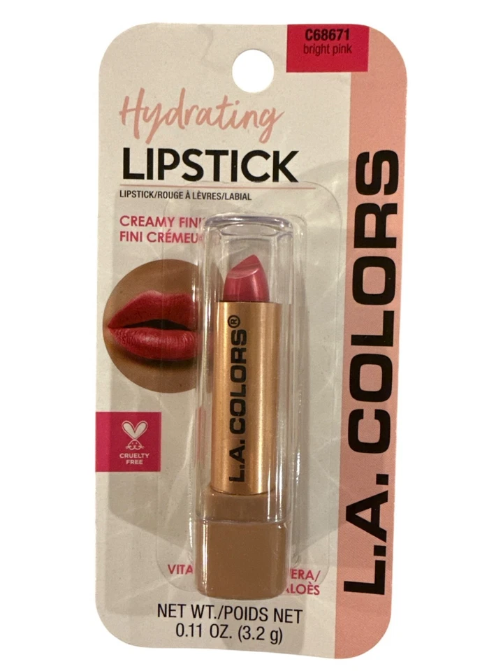 L.A. COLORS Hydrating LIPSTICK C68671 BRIGHT PINK Creamy w/ Vit. E & Aloe Vera - Image 1 of 1