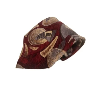 Tesoro Rosso Abstract Silk Maroon Red Uomo Moda Necktie Mens - Picture 1 of 6