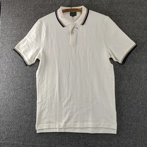 New J Crew Mens Polo Shirt M Tall Pique Tipped White Golf Tennis Cotton Athletic - Picture 1 of 8